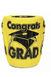 Yellow Congrats Grad Graduation Plastic Trash Can Cover, Party Decor, 1 Piece