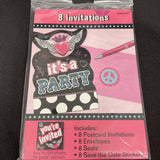 Rocker Princess Polka Dot Rock Star Kids Birthday Party Invitations w/Envelopes