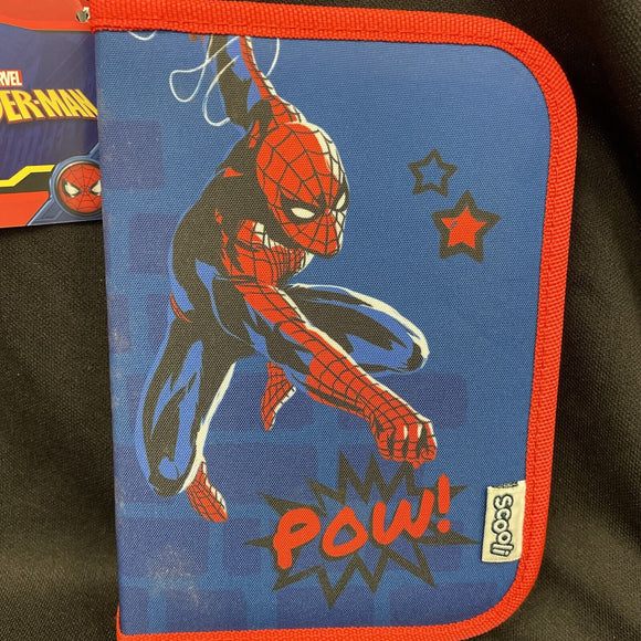 Scooli Spiderman Zip Around Pencil Case W/Colored Pencils & Accessories Marvel