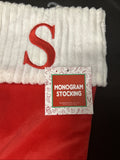 Red Lettered S Plush Satin Christmas Stocking New With Tags2