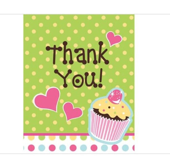 Cupcake Party Thank You Notes 8ct