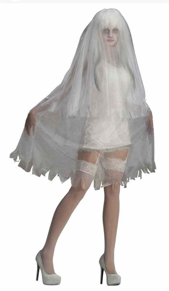 Sultry Spirit Ghost White Sexy Adult One Size Fits Up To 14/16 Costume