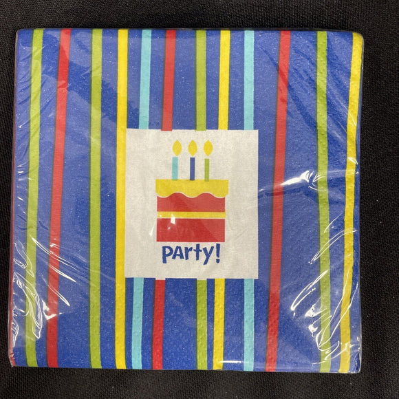 Shine & Celebrate Modern Striped Adult Birthday Party Paper Beverage Napkins