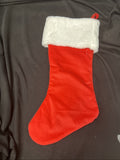 RED VELVET Initial  WHITE FUR CUFF MONOGRAM R CHRISTMAS STOCKING3