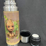 Groot Guardian  Galaxy Stainless Thermos Push Dispenser W/Cup Lid 500ml Marvel