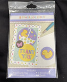 Tiny Bundle Polka Dot Stripes Rubber Duck Baby Shower Party 8 Thank You Notes