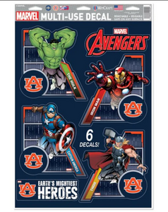 Auburn Tigers /  MARVEL Multi-Use 6 Piece Decals 11" x 17"