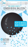 Gender Reveal Boy Confetti Ballon 36”” Black Latex Ballon With Blue By Forum