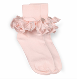 Jefferies Socks Misty Ruffle Lace Turn Cuff Socks 1 Pair Pastel Pink Size 7-8.5