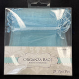 Drawstring Blue Organza Wedding Party Favor Gift Candy Bags Jewelry Pouch 24 Pcs