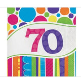 Party Creations Bright and Bold 70th Birthday Lunch Napkins, 18 Ct