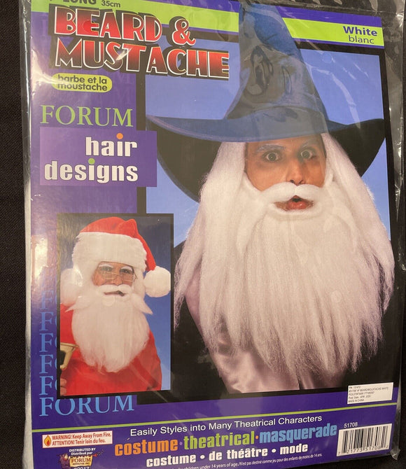 Forum 14” Long White Beard Costume Accessories