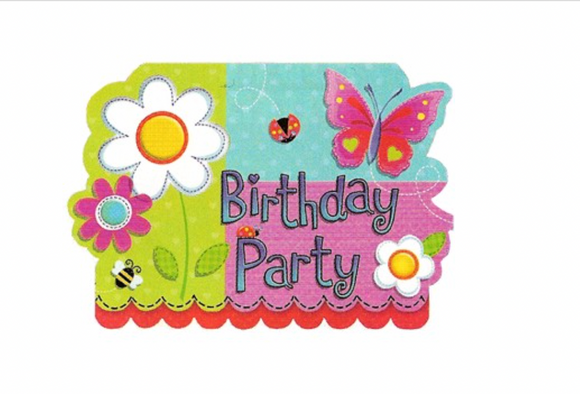 Garden Girl Butterfly Flower Ladybug Birthday Party Invitations w/Envelopes 8ct