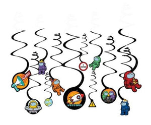 Among Us Spies in Space Paper Hanging Swirl Decorations (12ct)