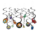 Among Us Spies in Space Paper Hanging Swirl Decorations (12ct)