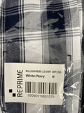 Artisan Collection Reprime Mens M 100% Cotton Mulligan Check Shirt RP250 Wht/Nav