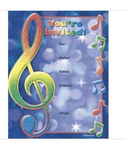 Music Rainbow Music Notes Novelty Invitations W/ Envelopes (8ct)