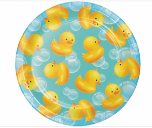 DUCK Bubble Bath Baby Shower Paper Dessert Plates 8ct. Birthday Party 6-7/8" New
