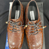 Boys Emilio Uno Brown Crocodile Lace Up Dress Shoes Size 4