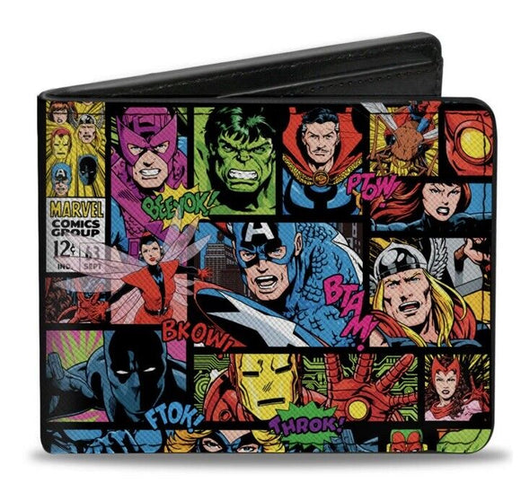 Marvel Comics Avenger Superhero Pose Blocks Bifold Buckle Down Wallet