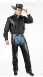Cowboy Western Biker Chaps Vest Black Leather Dress Up Adult Costume XS 32 340