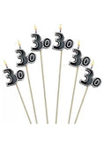 Black 30th Birthday Candles~30th Birthday Anniversary Party Cake Decoration 6ct