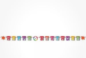 Art Party Happy Birthday Shaped Ribbon Banner Paper 6" x 7' Painting Paint Party