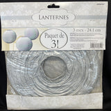 Silver Paper Lanterns Hanging Decorations Wedding Birthday Party Supplies ~ 3ct.