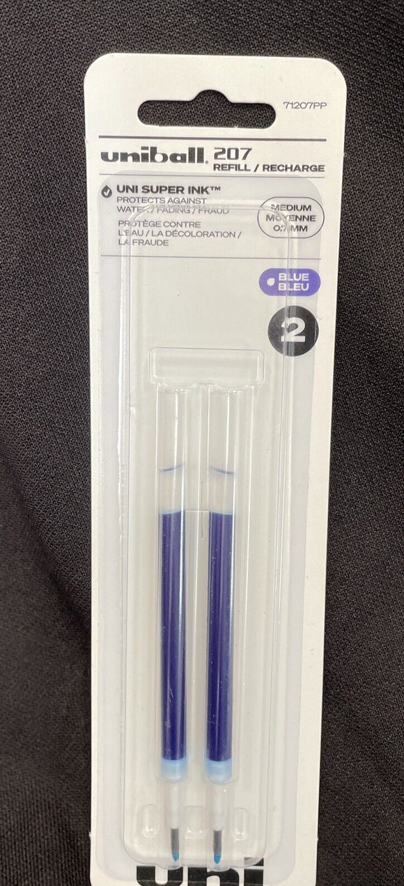 uni-ball 207 Gel-Ink Pen Refill 2Pack Medium Tip Blue Ink 616315 (71207PP)