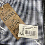 Artisan Collection Reprime Microcheck Navy/White Long Sleeve Cotton Shirt Small