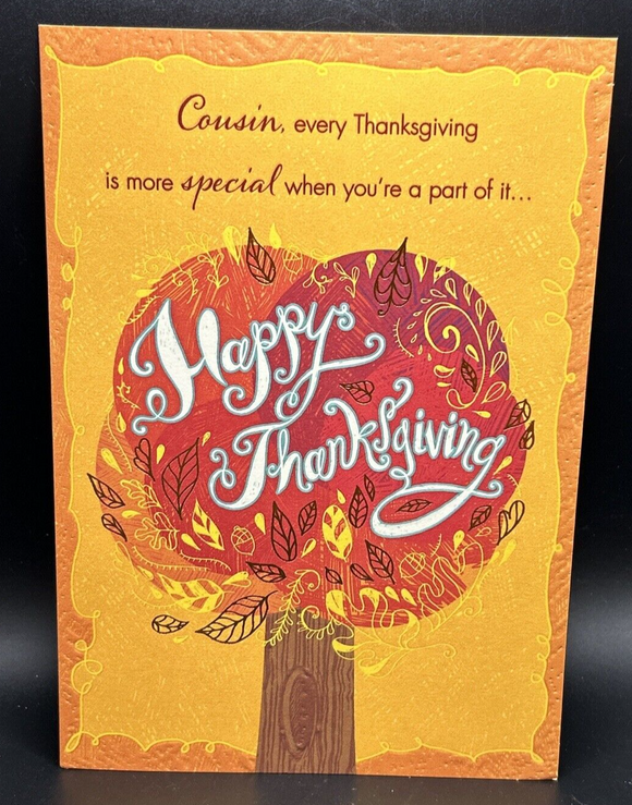 Happy Thanksgiving Cousin Greeting Card w/Envelope