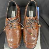 Boys Emilio Uno Brown Crocodile Lace Up Dress Shoes Size 3