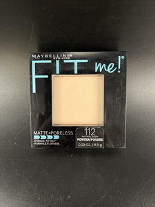 Maybelline FIT ME MATTE + PORELESS Powder Foundation ~ 112 NATURAL IVORY 0.29 oz