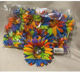Lot Of 12 4” Daisy Craft Flowers w/ 1” Center Rhinestone Multicolored0