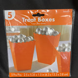 Treat/Popcorn Box - Orange 5/pkg  2.5”x5.25”x1.5”