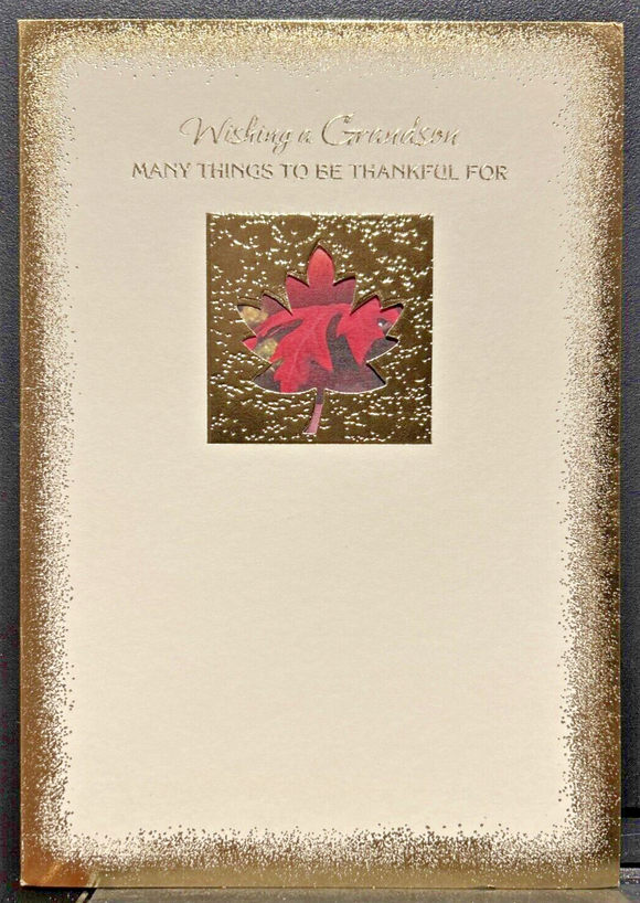 Happy Thanksgiving Grandson Greeting Card w/Envelope