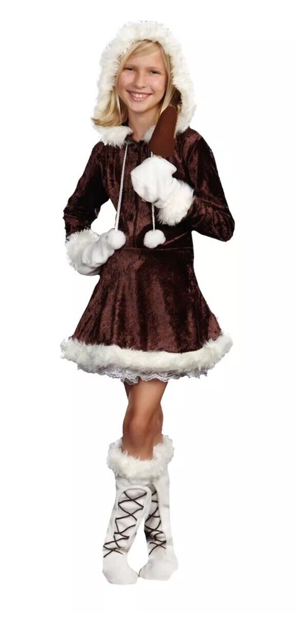 Eskimo Cutie Pie Child Girls Costume Velvet Christmas Fancy Dress Small 4-6