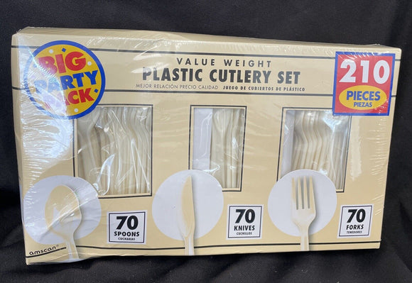 Vanilla Creme Plastic Heavy Weight Assorted Cutlery (210 Count) - Premium Dis...