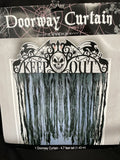 Haunted Halloween Gothic "Keep Out" Skull Doorway Curtain 4.7 Feet Tall