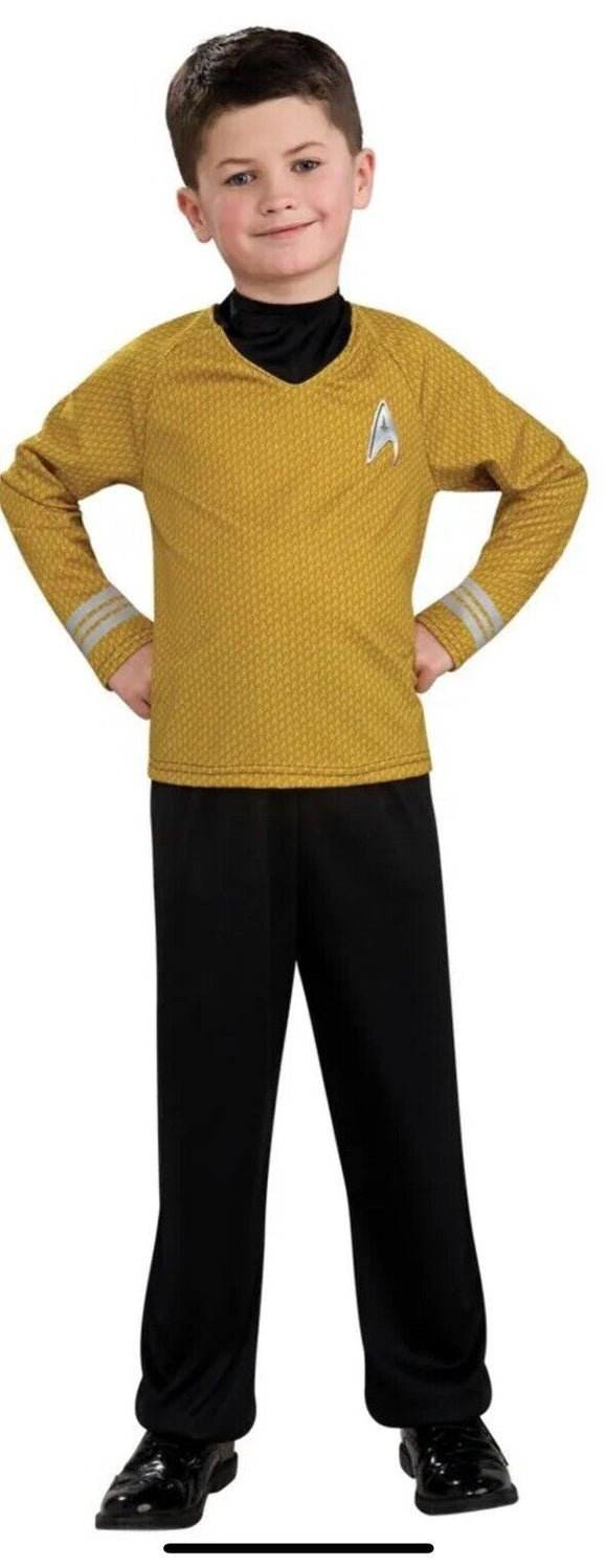 Captain Kirk Star Trek Movie Gold Shirt Fancy Dress Up  Child Costume Small 4-6