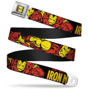 MARVEL COMICS Iron Man Face Full Color Red Yellow Seatbelt Belt - WIM011