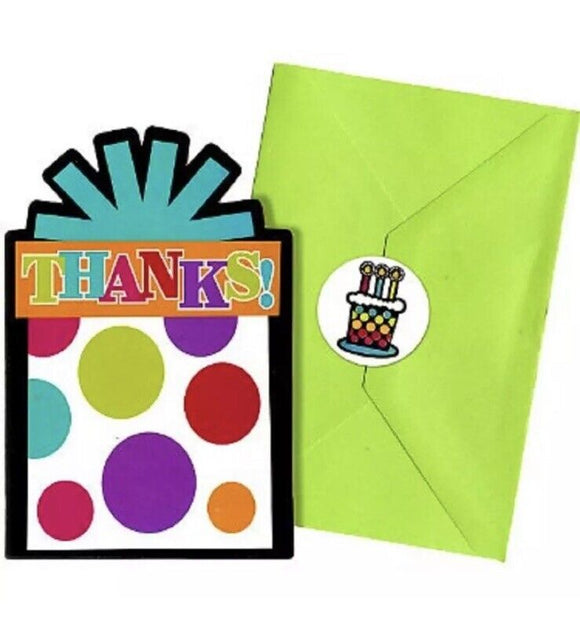 Party On Black Modern Stripes Polka Dot Adult Birthday Party 20 Thank You Notes