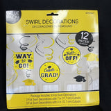 School Congrats Grad Yellow Pride 12x Foil Danglers