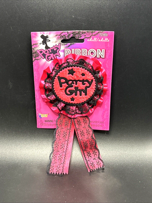 Party Girl Award Ribbon Badge  Pin Costume Accessory