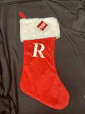 RED VELVET Initial  WHITE FUR CUFF MONOGRAM R CHRISTMAS STOCKING1