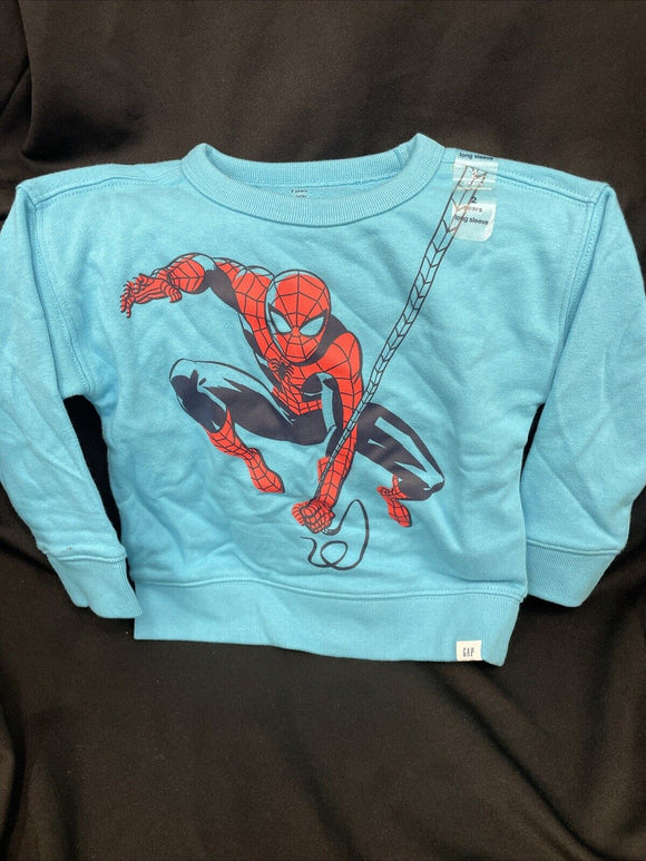 Baby Gap Spiderman French Terry Blue Sweatshirt 2 Years