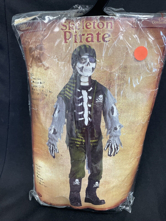 Skeleton Pirate Kids Costume Size Large 12-14