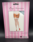 Sheer Thigh High Stay Up Stockings Stripe Silicone White Leg Avenue 1068