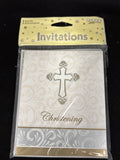 Divinity Cross Silver Gold Religious Christian 8 Party Invitations Christening0