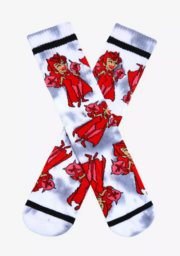 Marvel WandaVision Scarlet Witch Cartoon Allover Print Tie-Dye Crew Socks